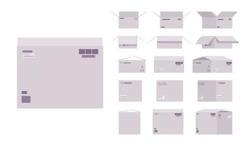 Large moving cardboard box set Illustration