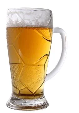 Large mug of light beer on white background Stock Photos