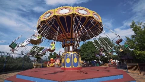 Large multi-colored carousel Stock Footage 156790534