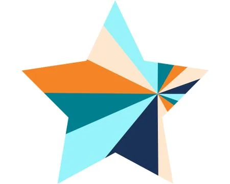 Large multi colored star in a modern style on a white background Stock Illustration