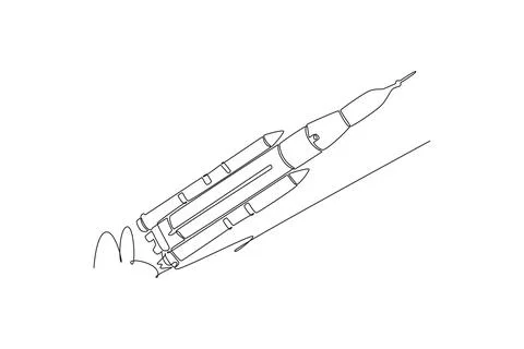 Large multi-stage space rocket vehicle flying diagonally upwards Stock-Illustration