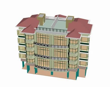 Large multi-storey building complex Ilustración de archivo