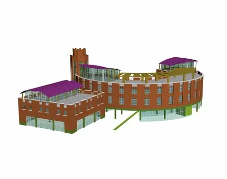 Large multi-storey building complex Ilustración de archivo