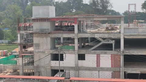 Large Multi Storey High Rise Building Under Construction Site Vídeo Stock 345137080
