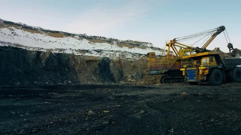 Large multi-ton truck with coal Stock Footage 83517837