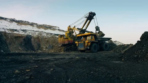Large multi-ton truck with coal Stock Footage 83518953