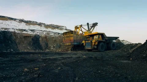 Large multi-ton truck with coal Stock Footage 83519494