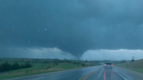 Large Multi-vortex Tornado Dashcam Stock Footage 274110167