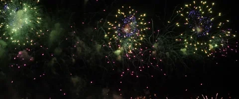 Large Multicolored Fireworks - High Quality Anamorphic Video stock 157245758