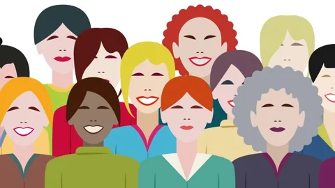 Large multicultural group of smiling women of different ages Stock Footage 294677360