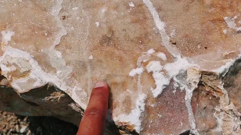 Large Natural Boulder Rocks Featuring White Crystalline Mineral Vein Textures 库存影片 333611917