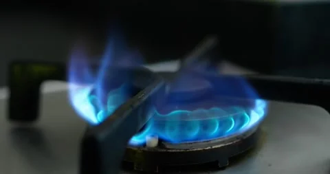 Large Natural Gas Flame. Blue Flames with Orange highlights. Natural Gas Stock Footage 201170451