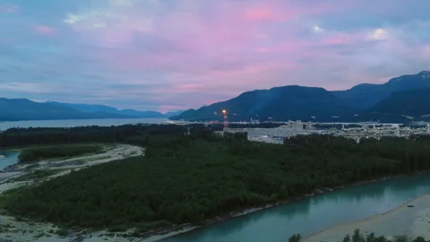 A large natural gas processing facility near Kitimat, BC Stock Footage 317952423