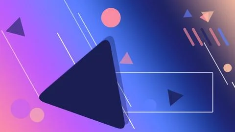 A large navy triangle anchors a lively field of circles, lines, and smaller.. Stock Illustration