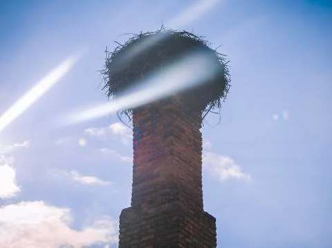 Large nest for storks Stock Photos