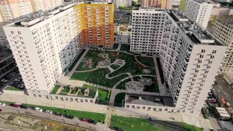 Large new apartment complex with a mortgage option Stock Footage 223138748