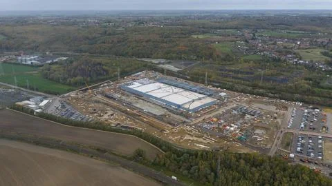 Large new data center construction in Farciennes, Belgium, Stock Photos