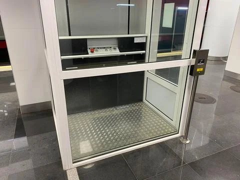 Large new inclusive elevator in the metro or shopping center for people with  写真素材