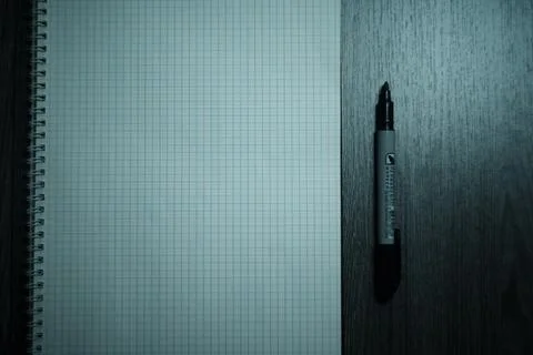 Large notebook and black marker in candlelight Stock Photos