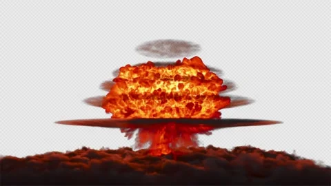 Large Nuclear explosion over clouds on transparent Background 動画素材 295650241
