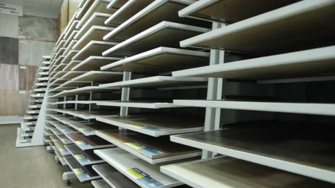 A Large Number Of Different Parquet Samples in The Store. Video stock 174731170