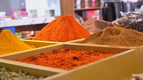 Large number of different spices in Turkey in bazaar. Stock Footage 218374244