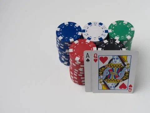 A large number of game chips of different denomination Fotos Stock