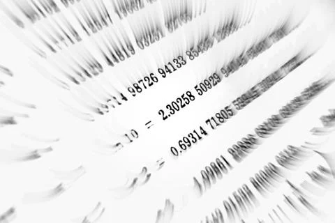 Large number of mathematical formulas focus zoom on a white background Stock Illustration