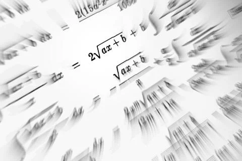 Large number of mathematical formulas focus zoom on a white background イラスト素材