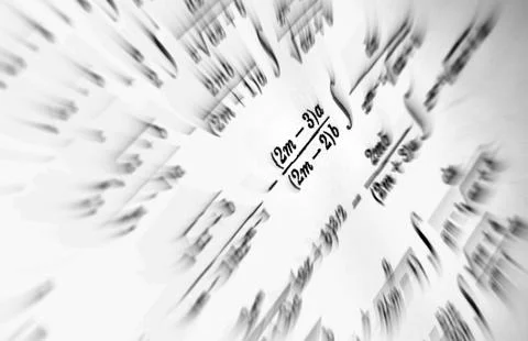 Large number of mathematical formulas focus zoom on a white background Stock Illustration