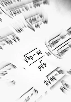 Large number of mathematical formulas focus zoom on a white background イラスト素材