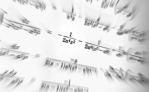 Large number of mathematical formulas focus zoom on a white background Stock Illustration