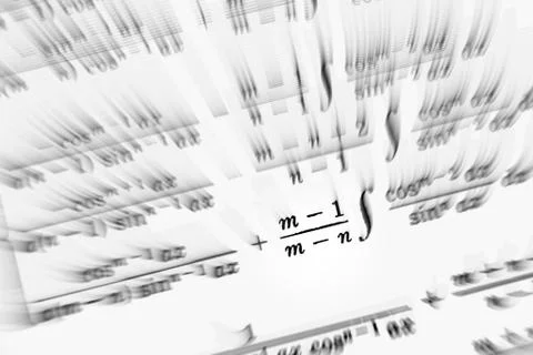 Large number of mathematical formulas focus zoom on a white background イラスト素材