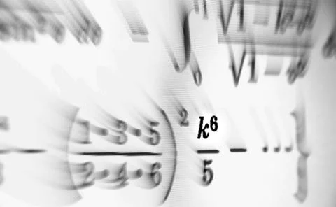 Large number of mathematical formulas focus zoom on a white background Stock Illustration