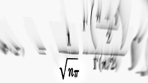 Large number of mathematical formulas focus zoom on a white background Illustrazione stock