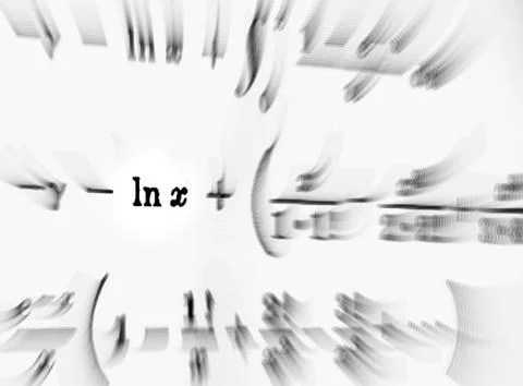 Large number of mathematical formulas focus zoom on a white background Stock Illustration