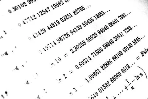 Large number of mathematical formulas on a white background Stock Illustration