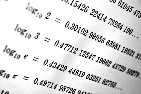 Large number of mathematical formulas on a white background Stock Illustration