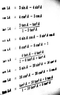 Large number of mathematical formulas on a white background Stock Illustration
