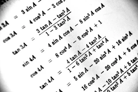 Large number of mathematical formulas on a white background Stock Illustration