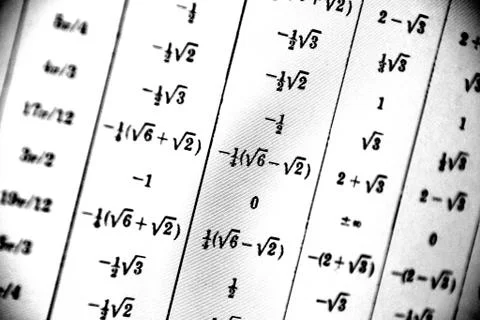 Large number of mathematical formulas on a white background Illustrazione stock