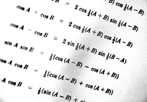 Large number of mathematical formulas on a white background Stock Illustration