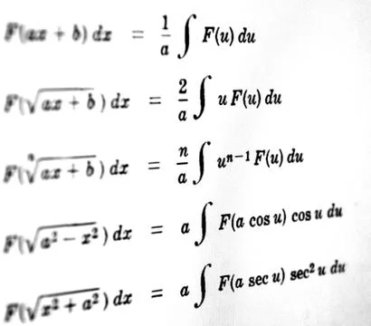 Large number of mathematical formulas on a white background Stock Illustration