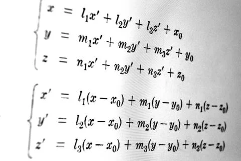 Large number of mathematical formulas on a white background Stock Illustration