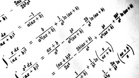 Large number of mathematical formulas on a white background Stock Illustration