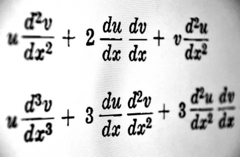 Large number of mathematical formulas on a white background Stock Illustration