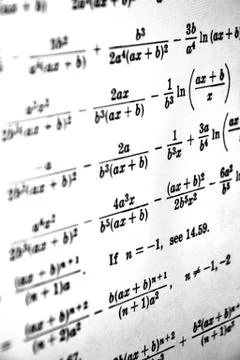 Large number of mathematical formulas on a white background Stock Illustration