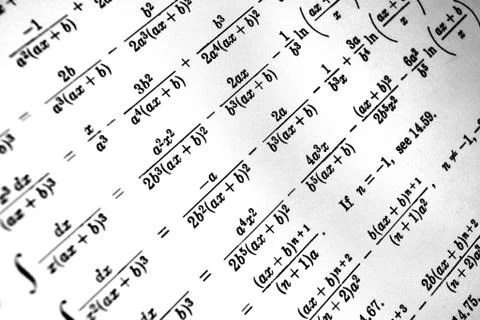 Large number of mathematical formulas on a white background Stock Illustration