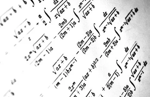 Large number of mathematical formulas on a white background Stock Illustration