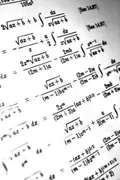 Large number of mathematical formulas on a white background Stock Illustration